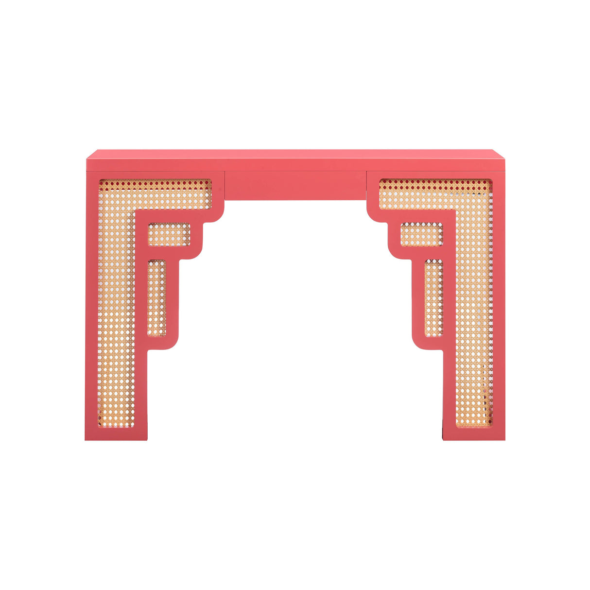 TOV Suzie Coral Pink & Rattan Console Table