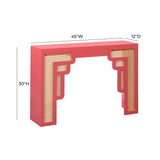TOV Suzie Coral Pink & Rattan Console Table