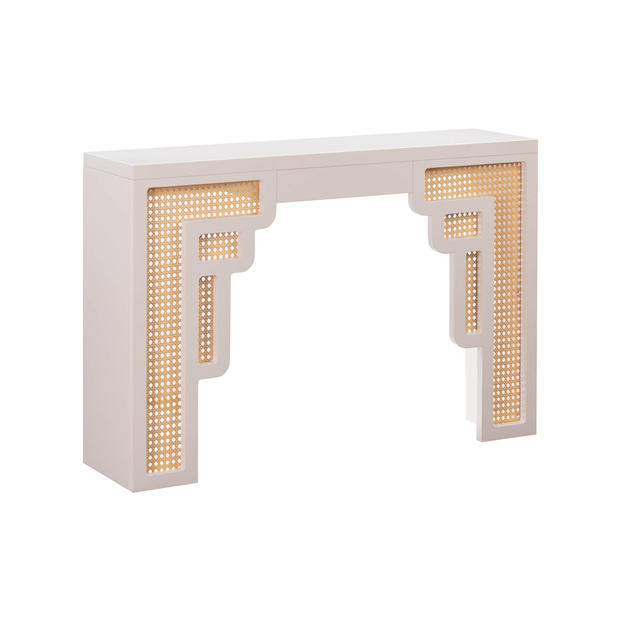 TOV Suzie Cream & Rattan Console Table