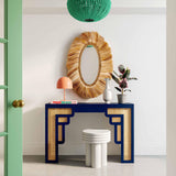 TOV Suzie Navy & Rattan Console Table