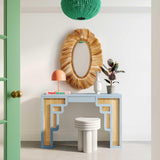 TOV Suzie Pastel Blue & Rattan Console Table