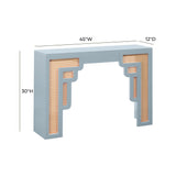 TOV Suzie Pastel Blue & Rattan Console Table