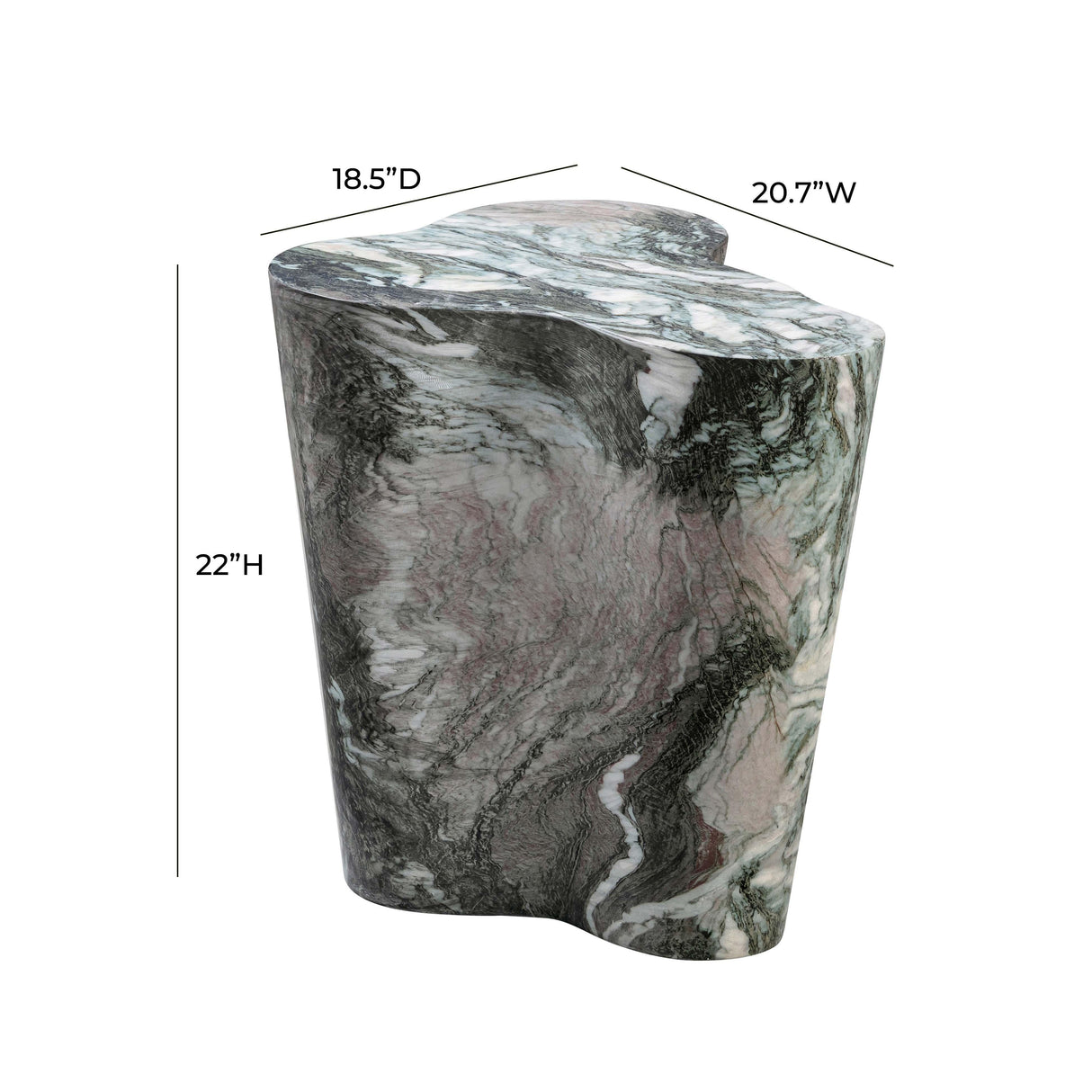 TOV Slab Grey/Blush Faux Marble Tall Side Table