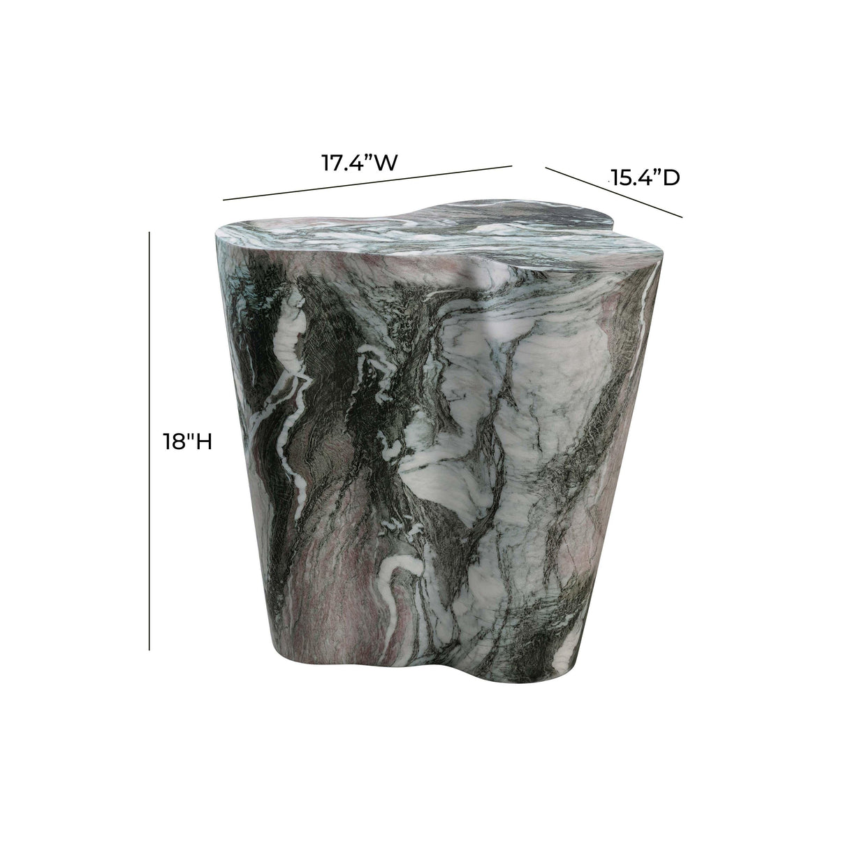 TOV Slab Grey/Blush Faux Marble Short Side Table