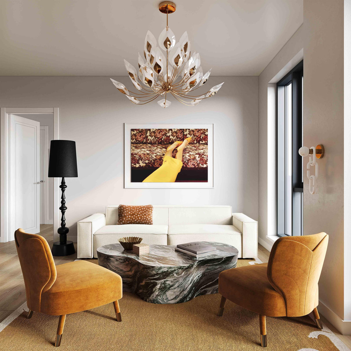 TOV Slab Grey/Blush Faux Marble Coffee Table