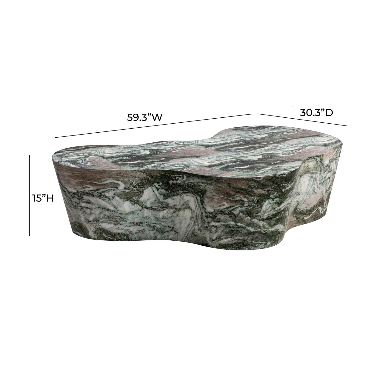 TOV Slab Grey/Blush Faux Marble Coffee Table