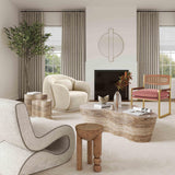 TOV Slab Faux Travertine Tall Side Table