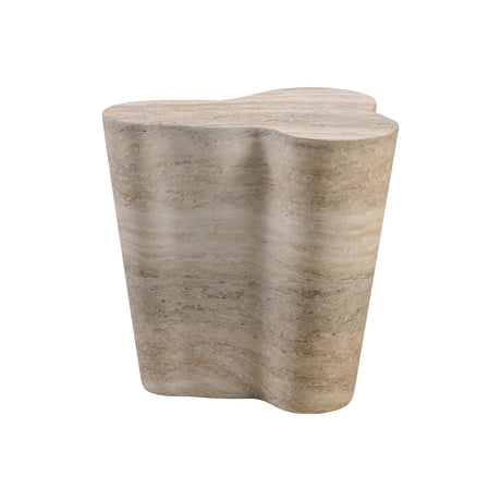 TOV Slab Faux Travertine Short Side Table