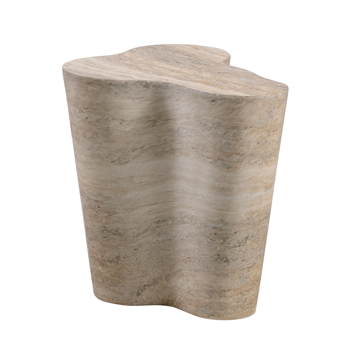 TOV Slab Faux Travertine Short Side Table