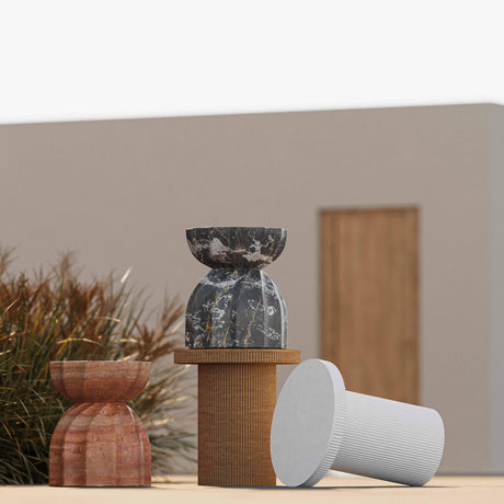 TOV Darcy Faux Travertine Concrete Side Table