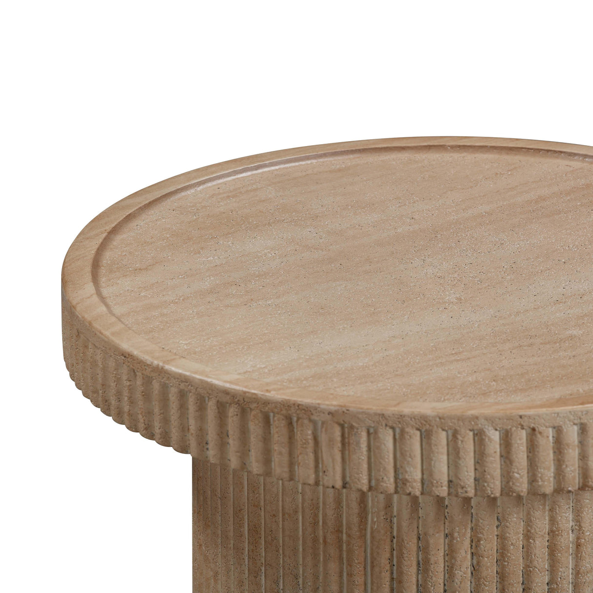 TOV Darcy Faux Travertine Concrete Side Table