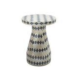 TOV Halio Cream & Blue Checkered Shell Side Table
