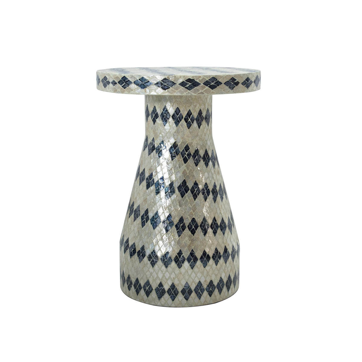 TOV Halio Cream & Blue Checkered Shell Side Table