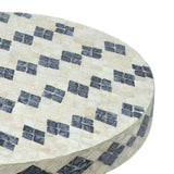 TOV Halio Cream & Blue Checkered Shell Side Table