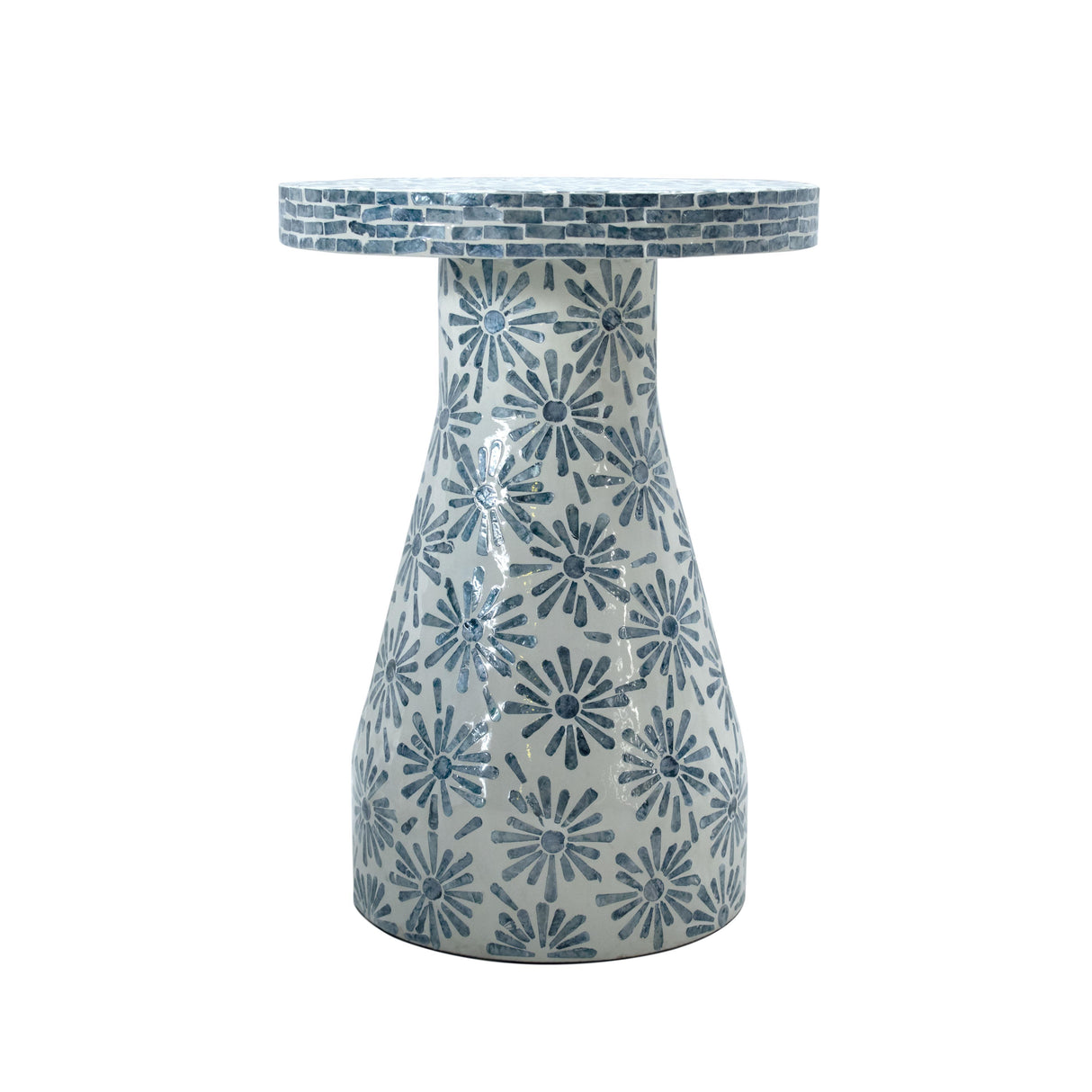 TOV Halio Blue Floral Shell Side Table