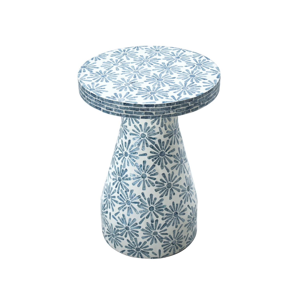 TOV Halio Blue Floral Shell Side Table