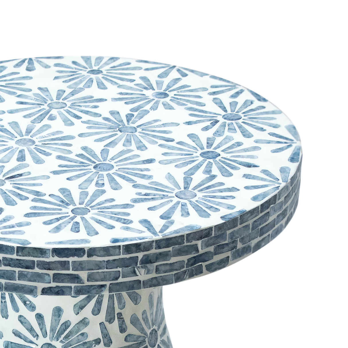 TOV Halio Blue Floral Shell Side Table