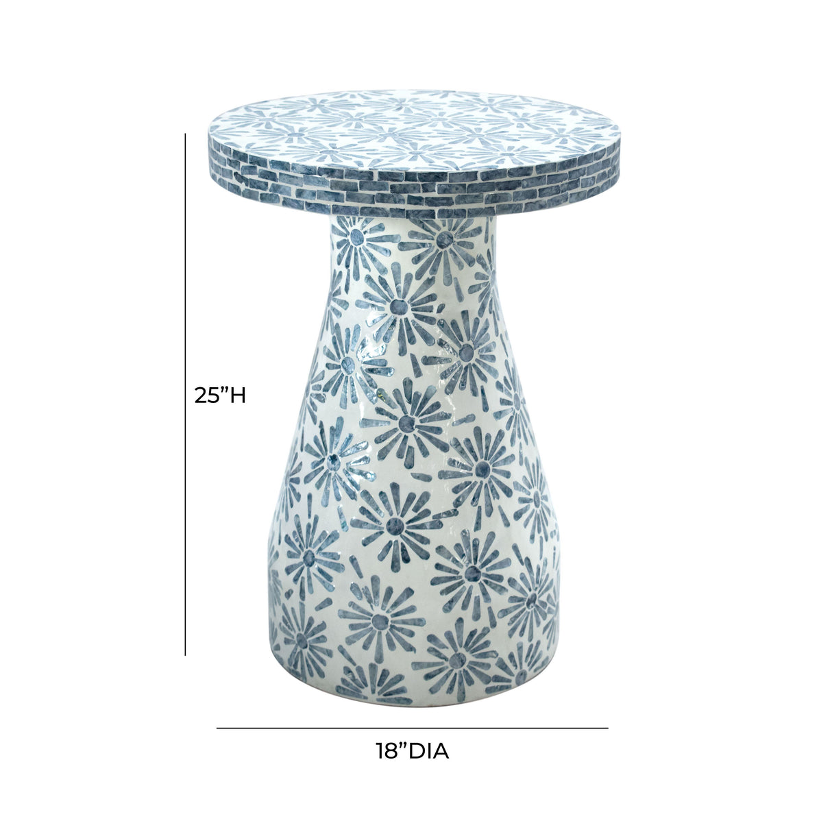 TOV Halio Blue Floral Shell Side Table