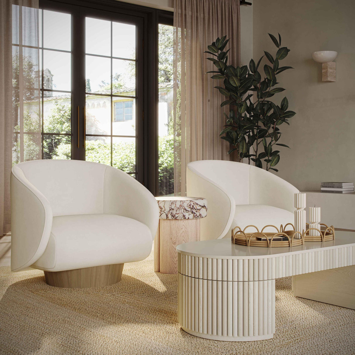 TOV Bella Cream Oval Coffee Table