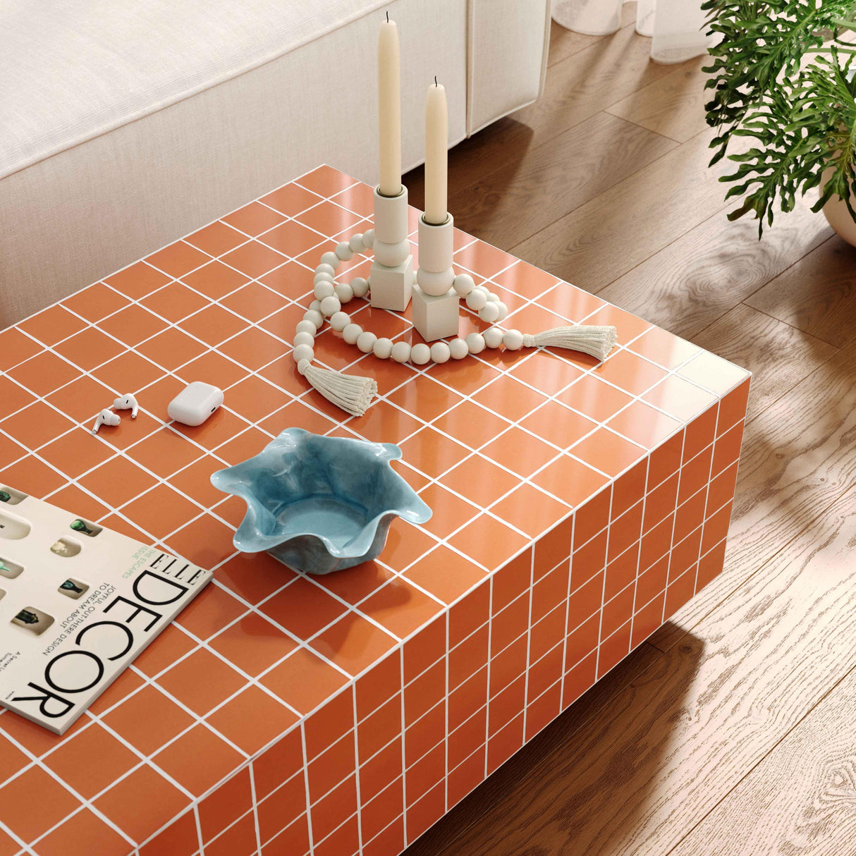 TOV Mixie Brick Orange Tile Indoor / Outdoor Coffee Table