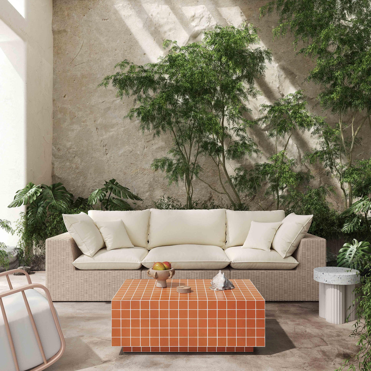 TOV Mixie Brick Orange Tile Indoor / Outdoor Coffee Table