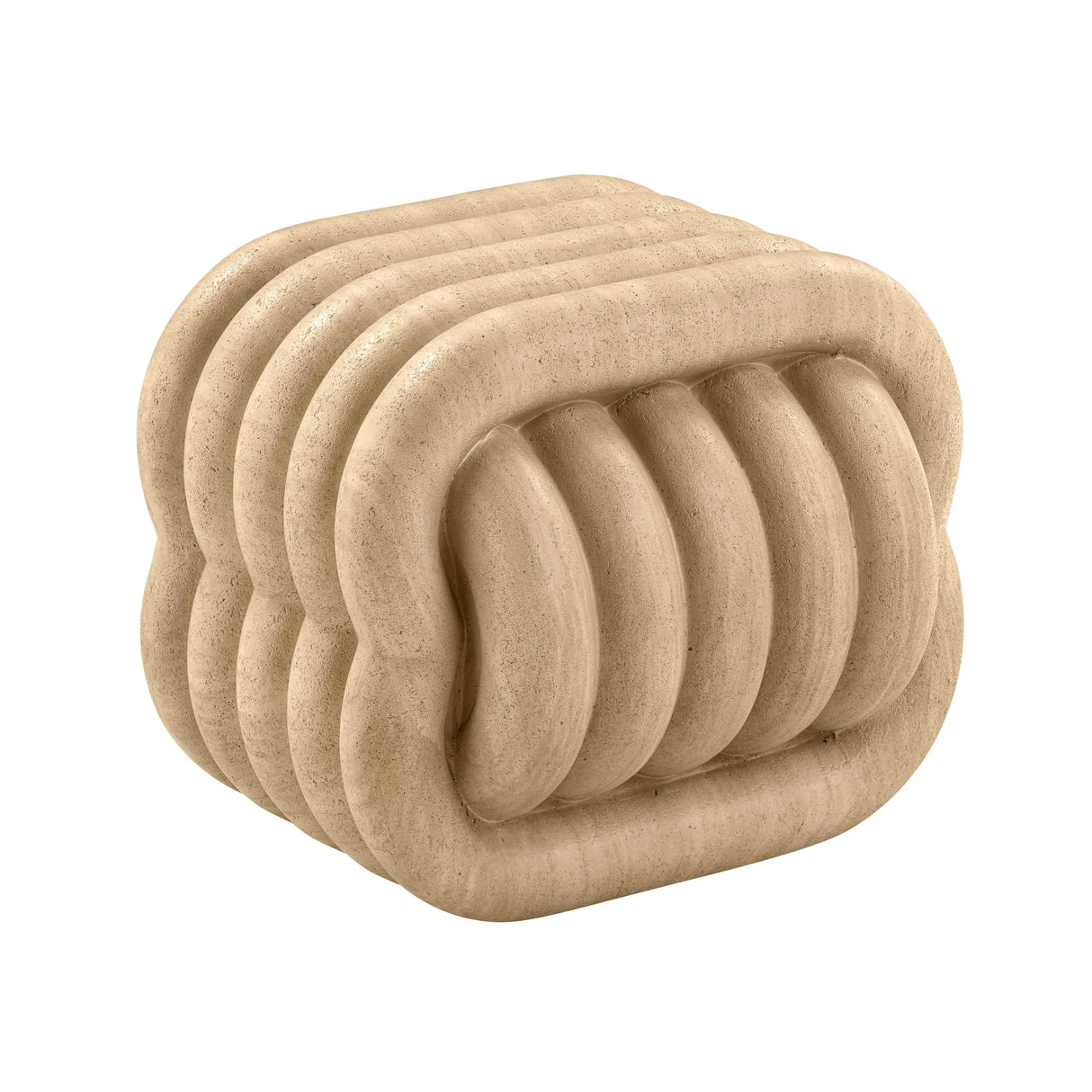 TOV Love Knot Faux Travertine Indoor / Outdoor Accent Stool