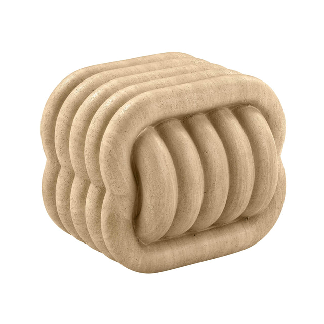 TOV Love Knot Faux Travertine Indoor / Outdoor Accent Stool