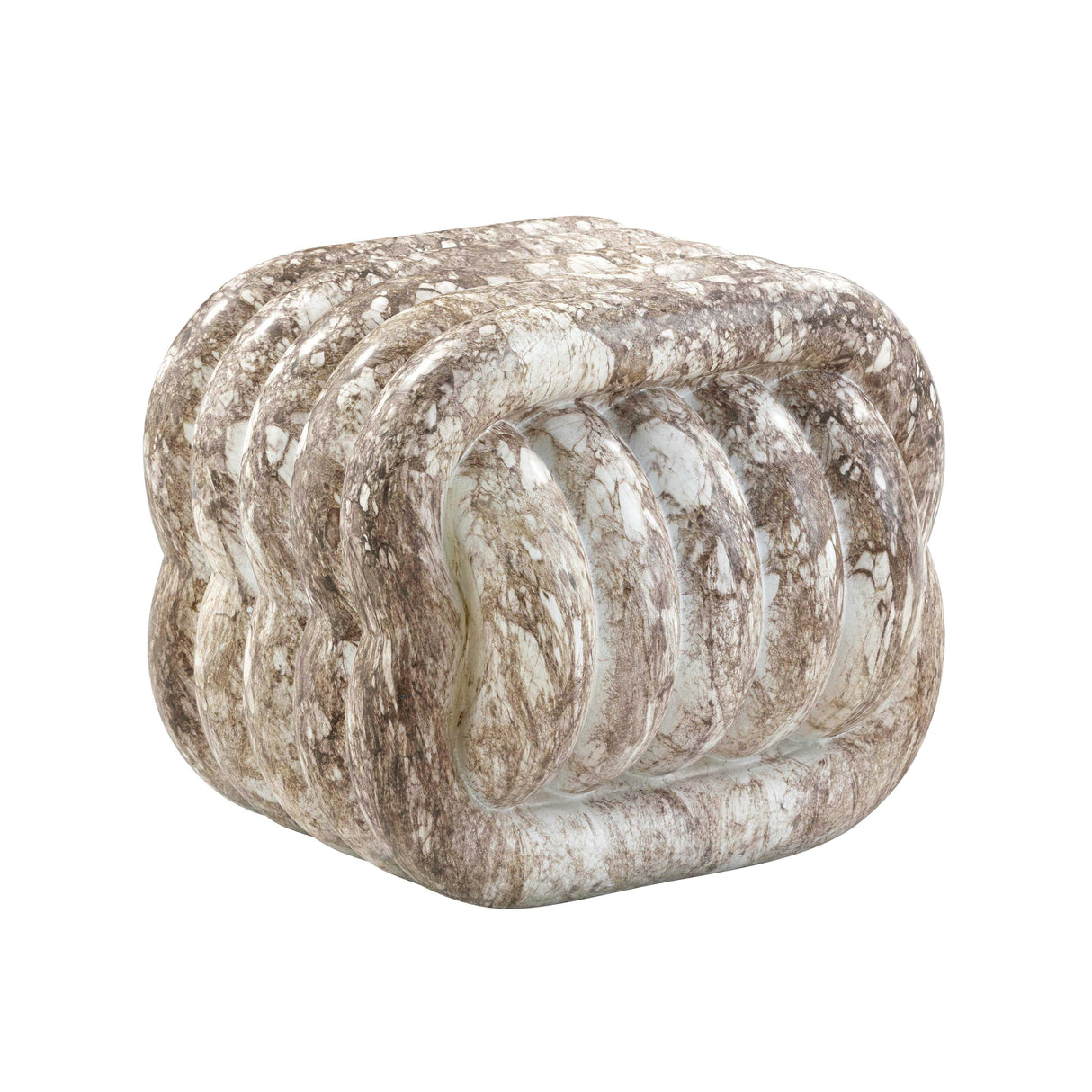 TOV Love Knot Breccia Capraia Faux Marble Indoor / Outdoor Accent Stool