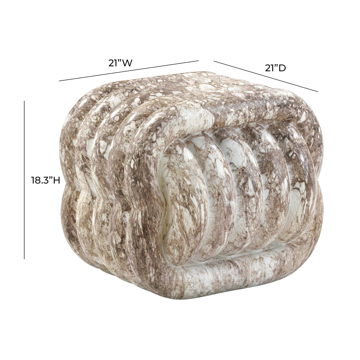 TOV Love Knot Breccia Capraia Faux Marble Indoor / Outdoor Accent Stool