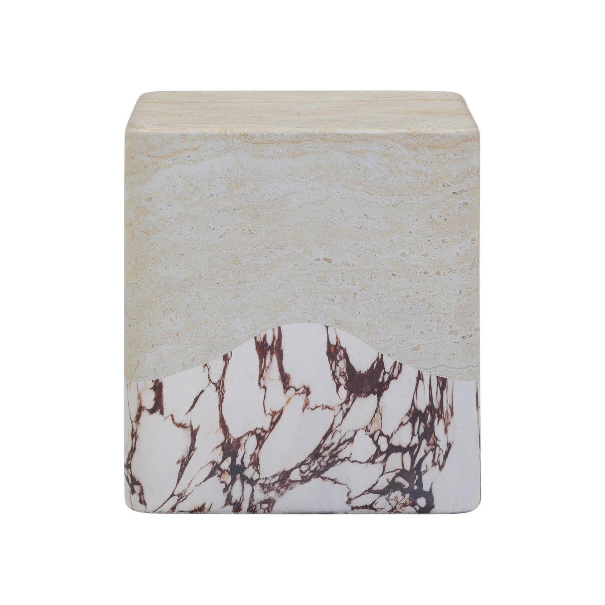 TOV Brut Travertine & Breccia Concrete Indoor / Outdoor Side Table