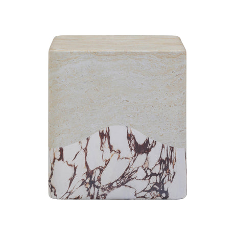 TOV Brut Travertine & Breccia Concrete Indoor / Outdoor Side Table