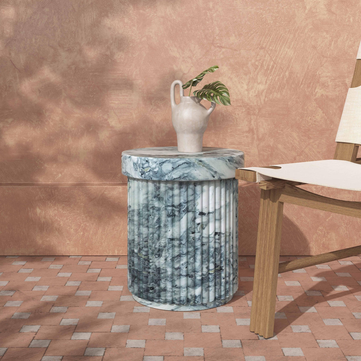 TOV Serafina Marble Pattern Concrete Indoor / Outdoor Side Table