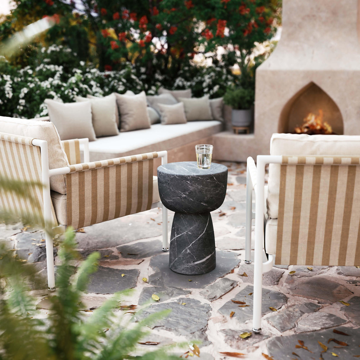 TOV Charra Black Faux Marble Indoor/Outdoor Side Table