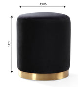 TOV Opal Black Velvet Ottoman -Gold Base