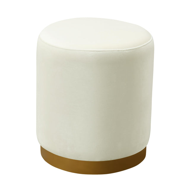 TOV Opal Cream Velvet Ottoman with Gold Base