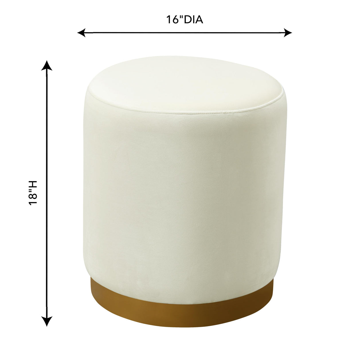 TOV Opal Cream Velvet Ottoman with Gold Base