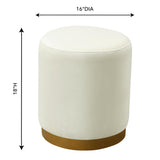 TOV Opal Cream Velvet Ottoman with Gold Base