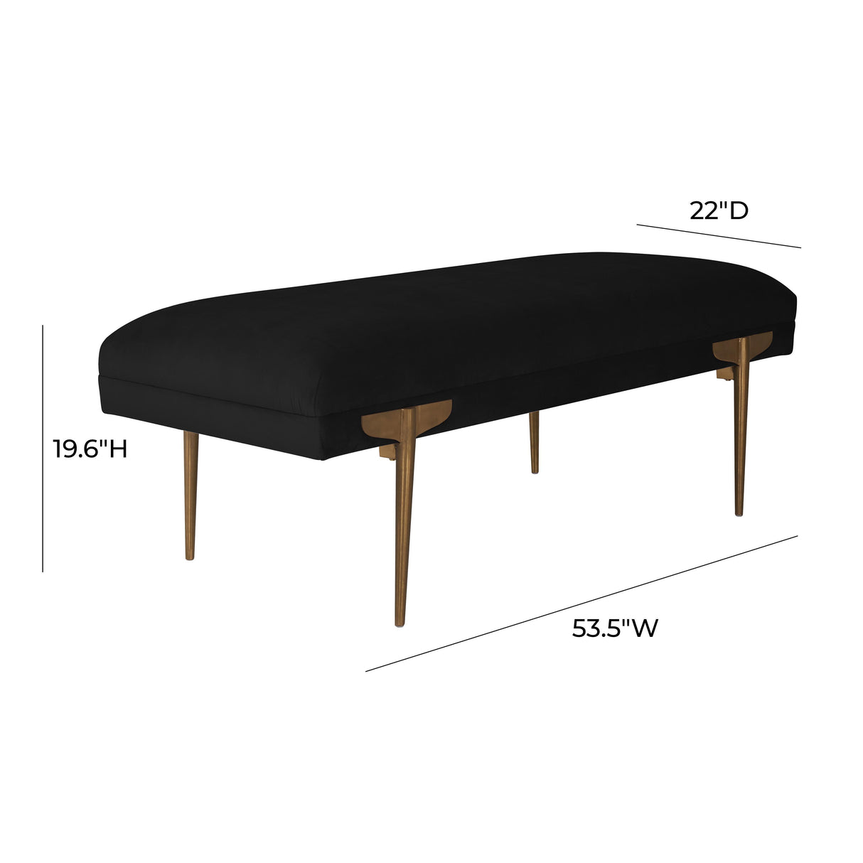 TOV Brno Black Velvet Bench