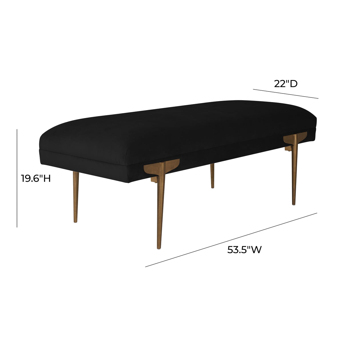 TOV Brno Black Velvet Bench