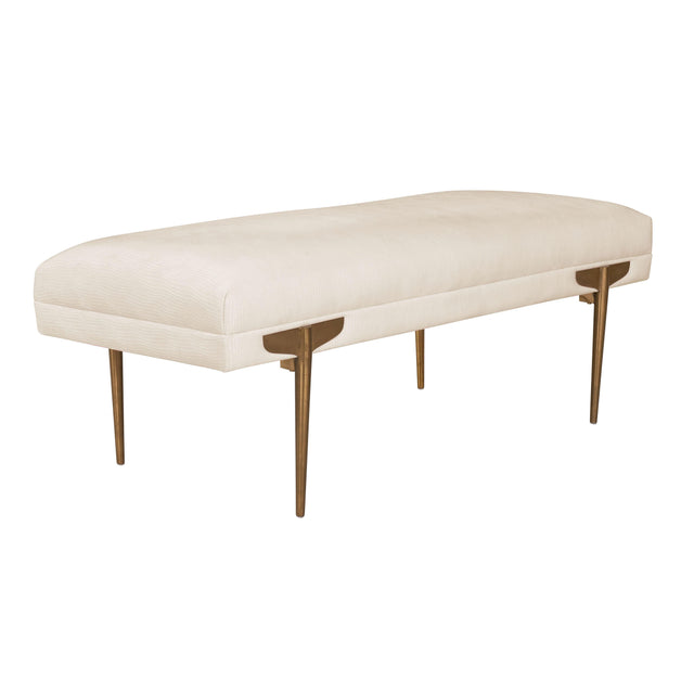 TOV Brno White Waived Velvet Bench
