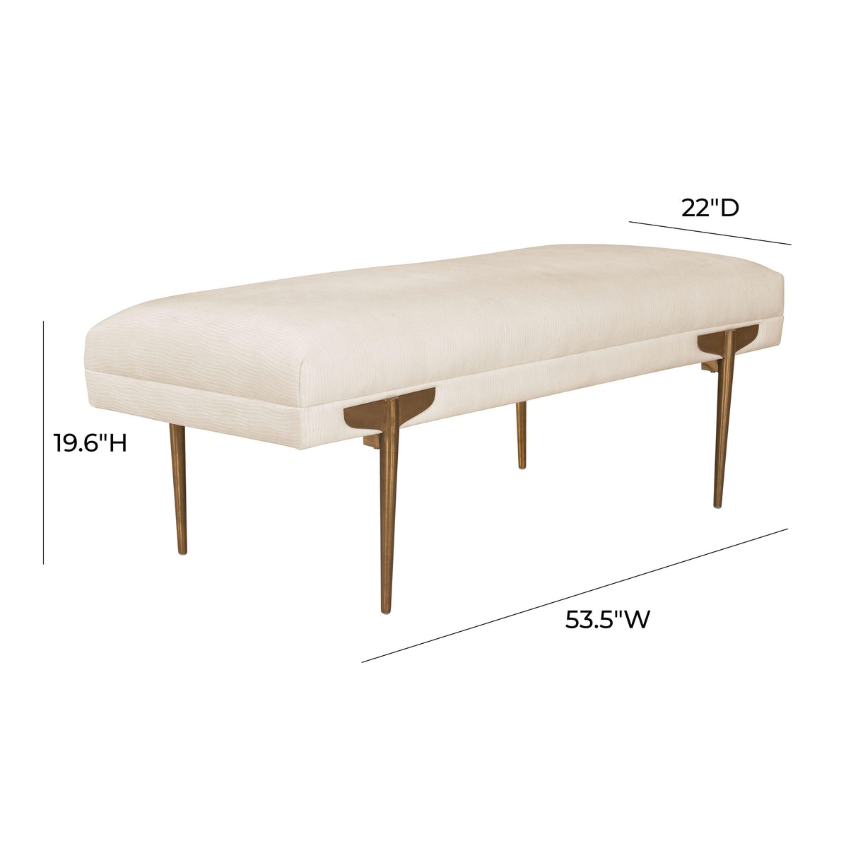 TOV Brno White Waived Velvet Bench