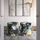 TOV Opal Floral Velvet Ottoman with Gold Base