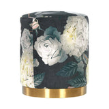 TOV Opal Floral Velvet Ottoman with Gold Base