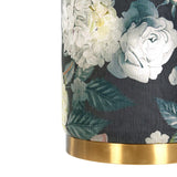 TOV Opal Floral Velvet Ottoman with Gold Base
