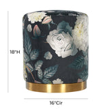 TOV Opal Floral Velvet Ottoman with Gold Base