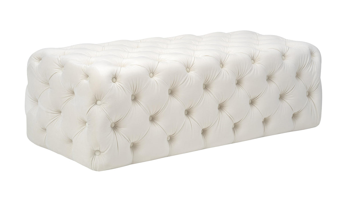 TOV Kaylee Cream Velvet Ottoman