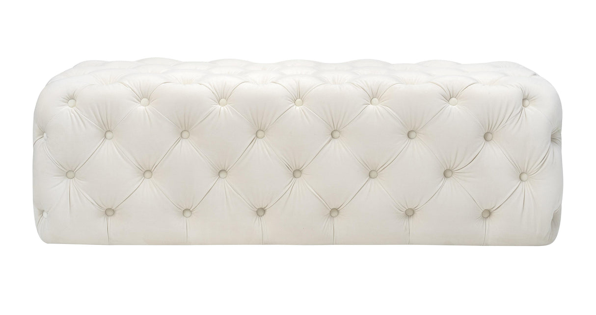 TOV Kaylee Cream Velvet Ottoman