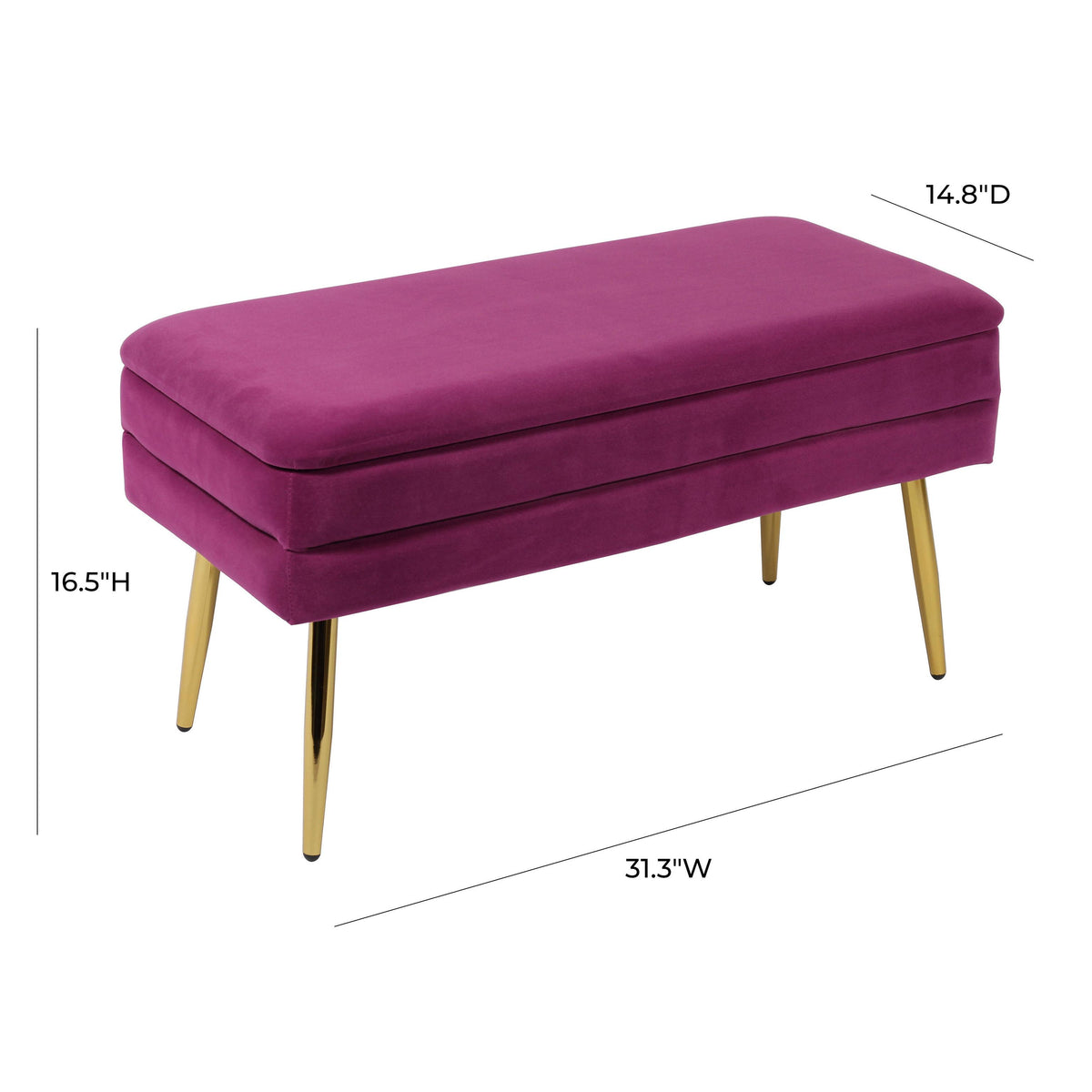 TOV Ziva Plum Velvet Storage Bench