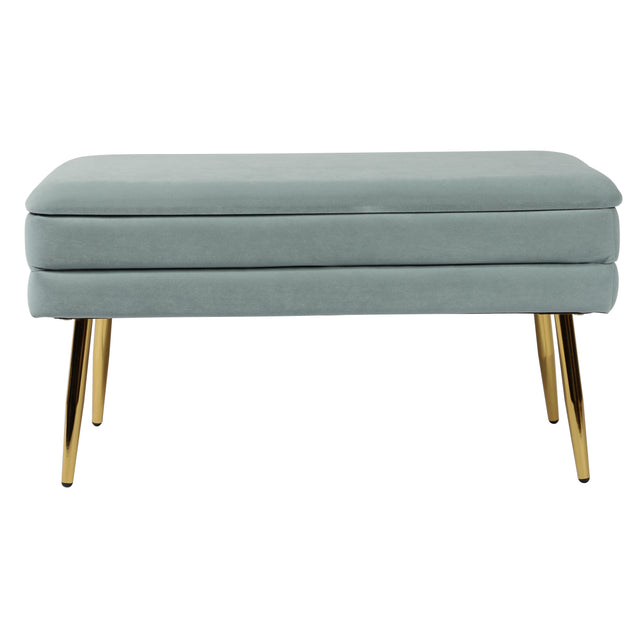 TOV Ziva Sea Blue Velvet Storage Bench