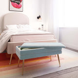 TOV Ziva Sea Blue Velvet Storage Bench